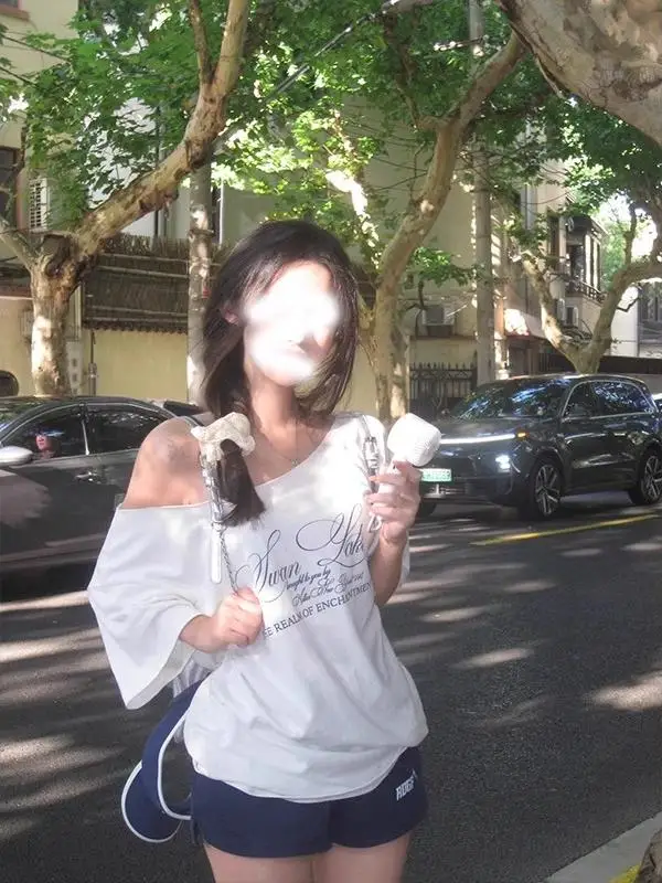 Loose oulder Bared T-irt Women's Summer New Sle Versatile Svel Print Top Korean Sle Commute Loose Fit Creative ...