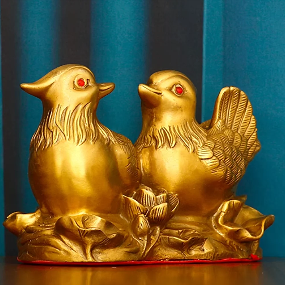 Pure copper mandarin ducks, a pair of beautiful blessings, wedding gifts, wedding office decorations, and ornaments