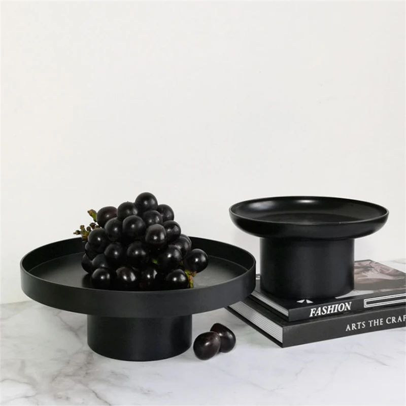 

Round Black White Decorative Tray Storage Organizer ABS Tray Fruit Perfume Cosmetic Tray Home Decor Plates Simple Storage Plate