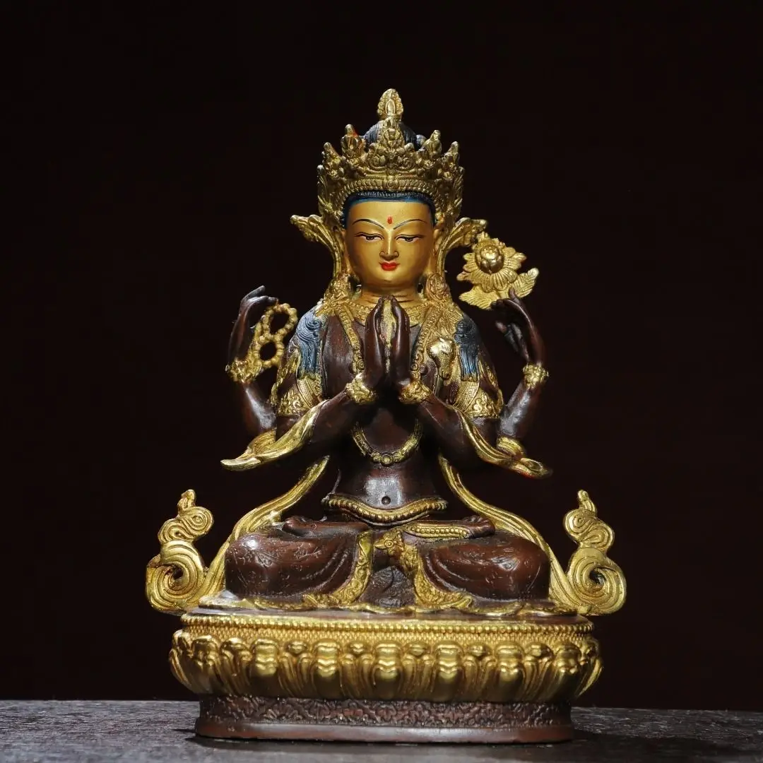 Copper Liu Description Color [Four Arms Guanyin] Height 22 cm Width 13 cm Thickness 8 cm Weight 1.5 kg