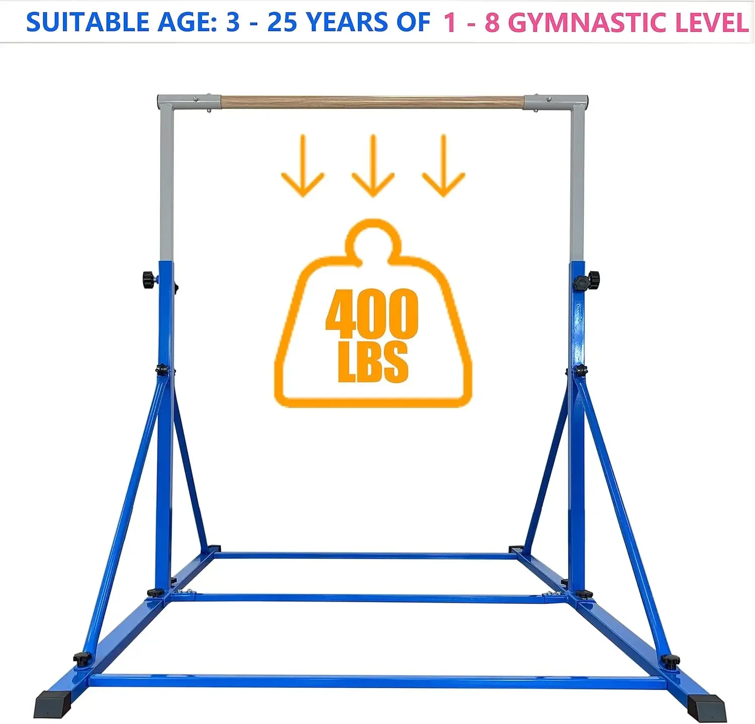 Bar For Kids and Teenage Ages 3-25 5 FT / 6 FT Base Length  Height Gymnastic Kip Bar Horizontal Bar For