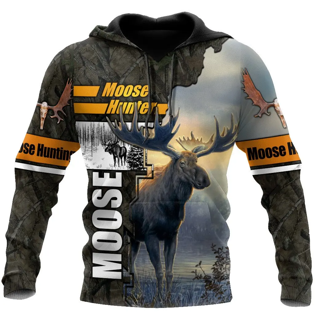 

Men Fashion Outdoor Hoodie Animal Deer Elk Moose Hunting 3D Print Sweatshirt Harajuku Vintage Style Pullover Clothing Size S-6XL