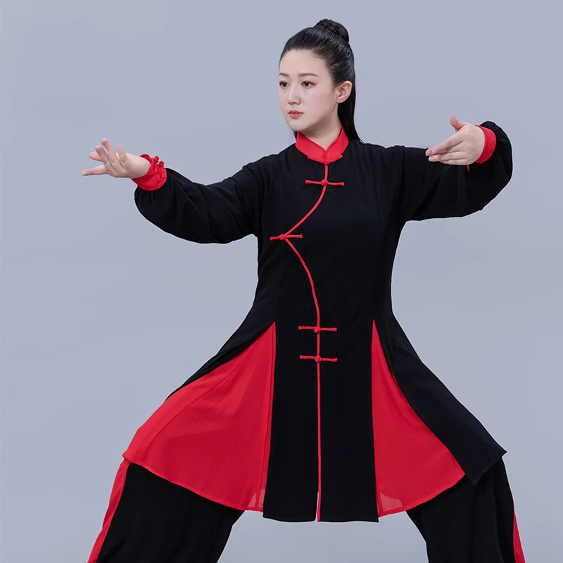 Новая униформа Tai Chi/Qigong с косым воротником - наряд для выступлений и соревнований по боевым искусствам Baduanjin для женщин