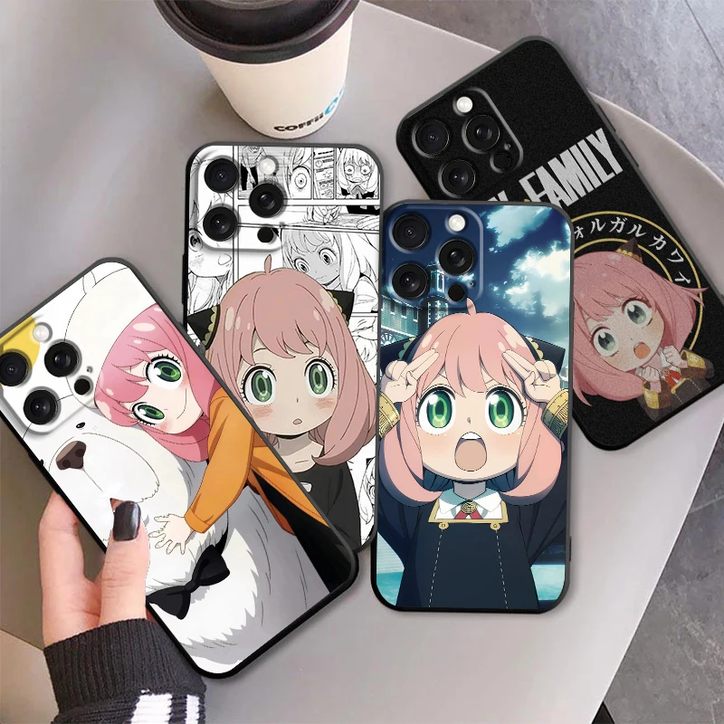 

A-Anya Forger SPY FAMILY For iPhone 15 14 13 12 11 XS XR X 8 7 SE Pro Max Plus Mini Black Funda Phone Case