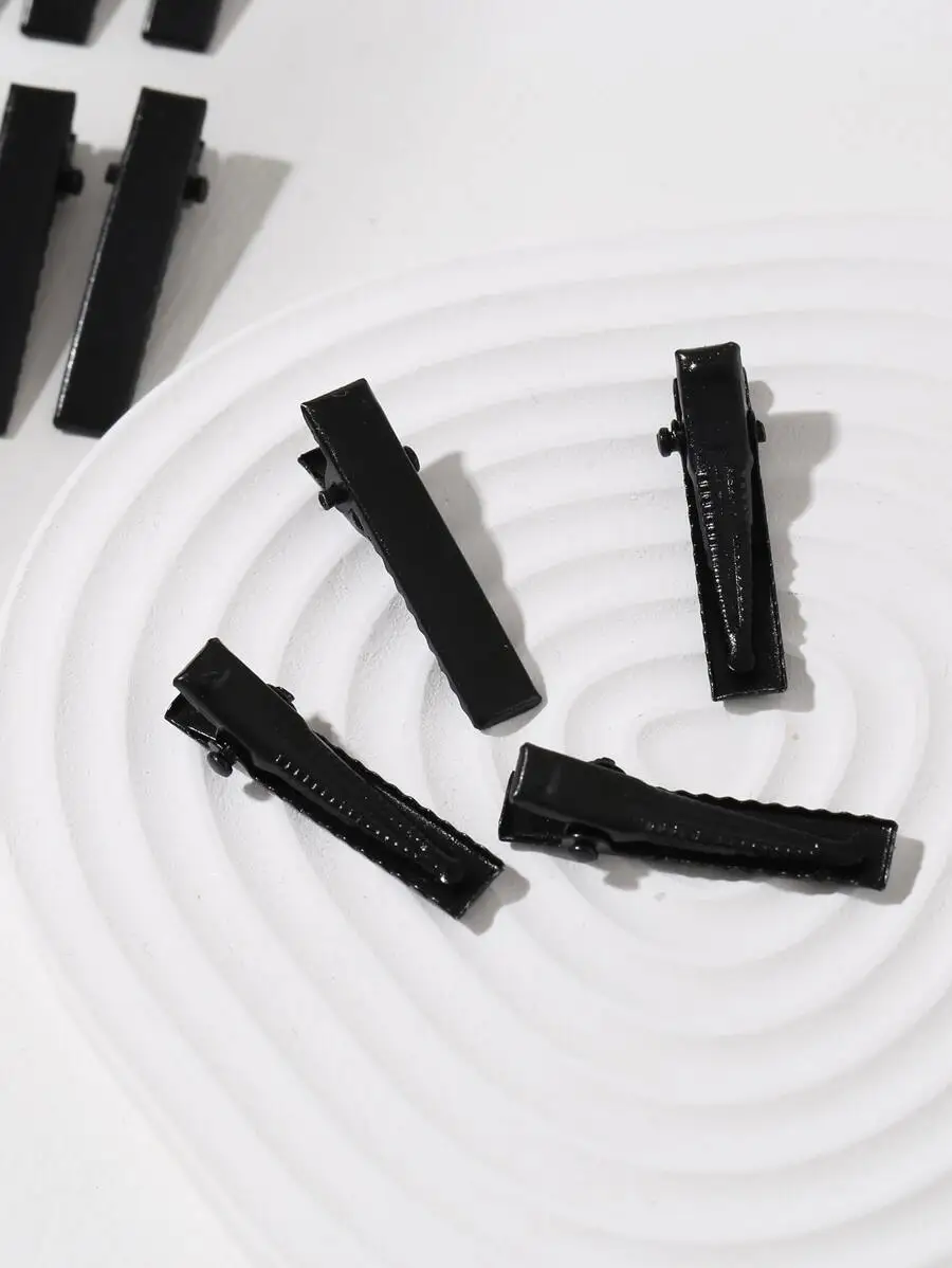 

30pcs Black Solid Metal Duckbill Hair Clips For Women Casual Hair Accessories