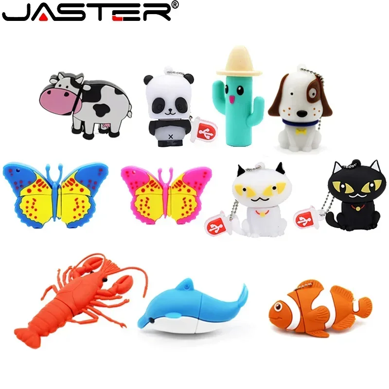 

Флэш-накопитель JASTER в виде мультяшных животных, USB 2,0, 8 ГБ, 16 ГБ, 32 ГБ, 64 ГБ, 128 ГБ, панда, Флэшка, собака, Бабочка, карта памяти, мини U-диск в подарок