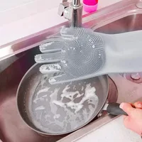 Silicone Dishwashing Gloves with Eco Friendly Multi Purpose for Kitchen Pet Bath Car Cleaning Waterproof Kitchen Cleaning Tools 4