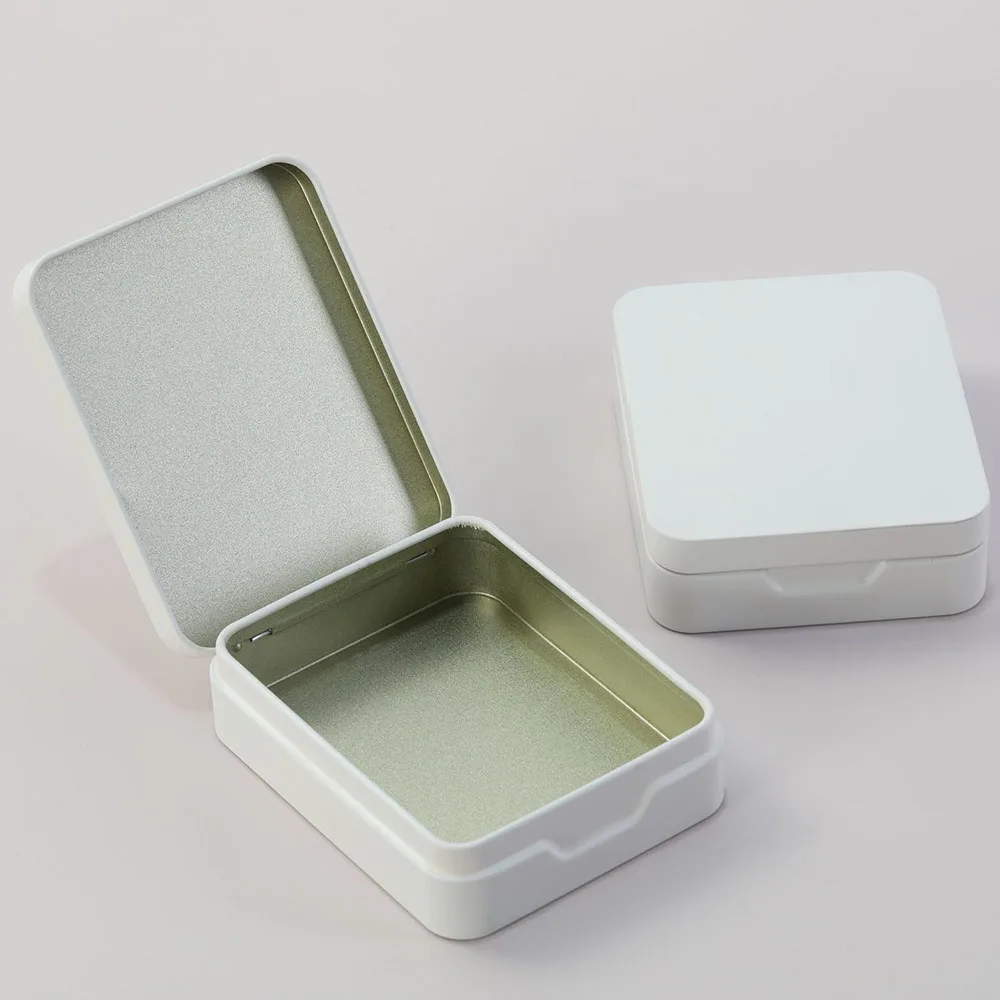 Portable Mini Metal Storage Box Jewelry Keys Coins White Tea Box Wedding Candy Storage Tin Can Organizer Gift