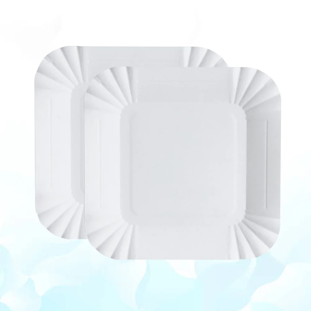 

100Pcs Dessert Disposable Plates Paper Cake Tableware Square for Fruit Snacks Storage Lightweight Environmental Protection