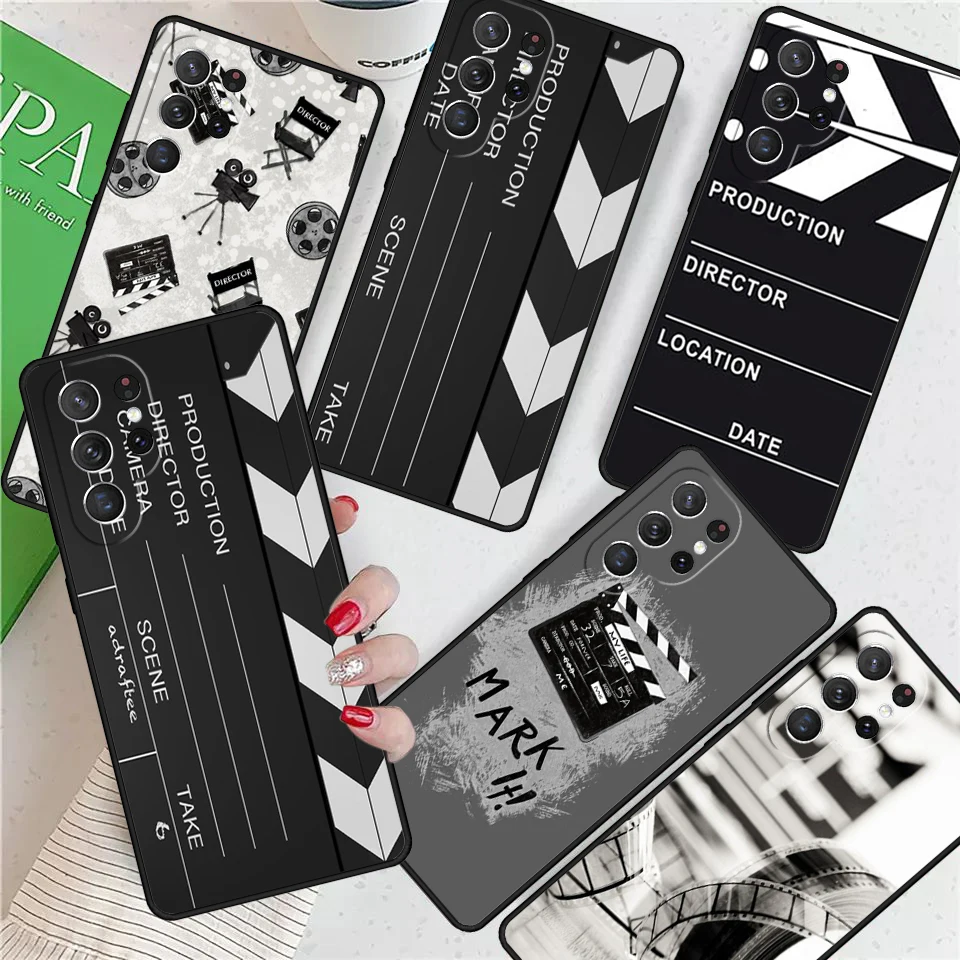 Clapper board Film Movie maker For Samsung Galaxy S24 Ultra S21 S22 S8 S9 S10E Note 10 20 Plus FE S23 Phone case Cover Coque