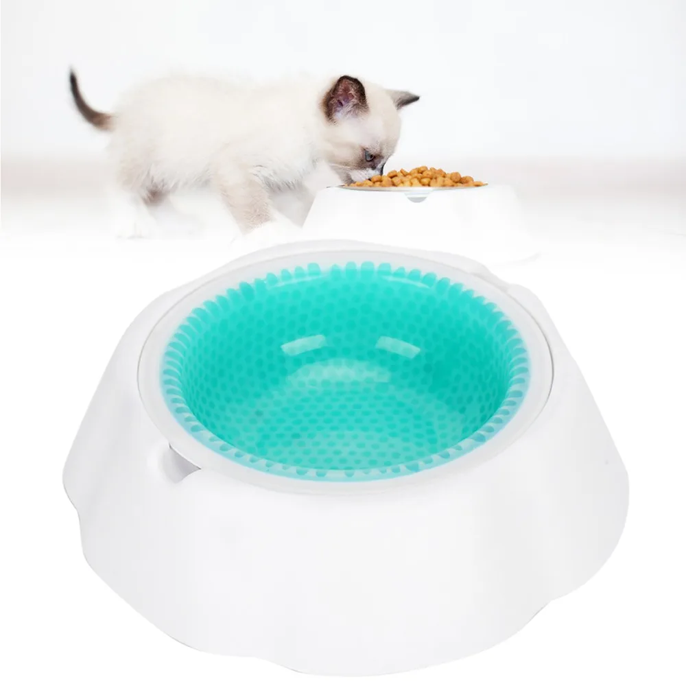 Double Wall Cooling Pet Bowl Internal Cold Retaining Filler Smooth Surface Frozen Pet Feeder Round Shape Light Weight