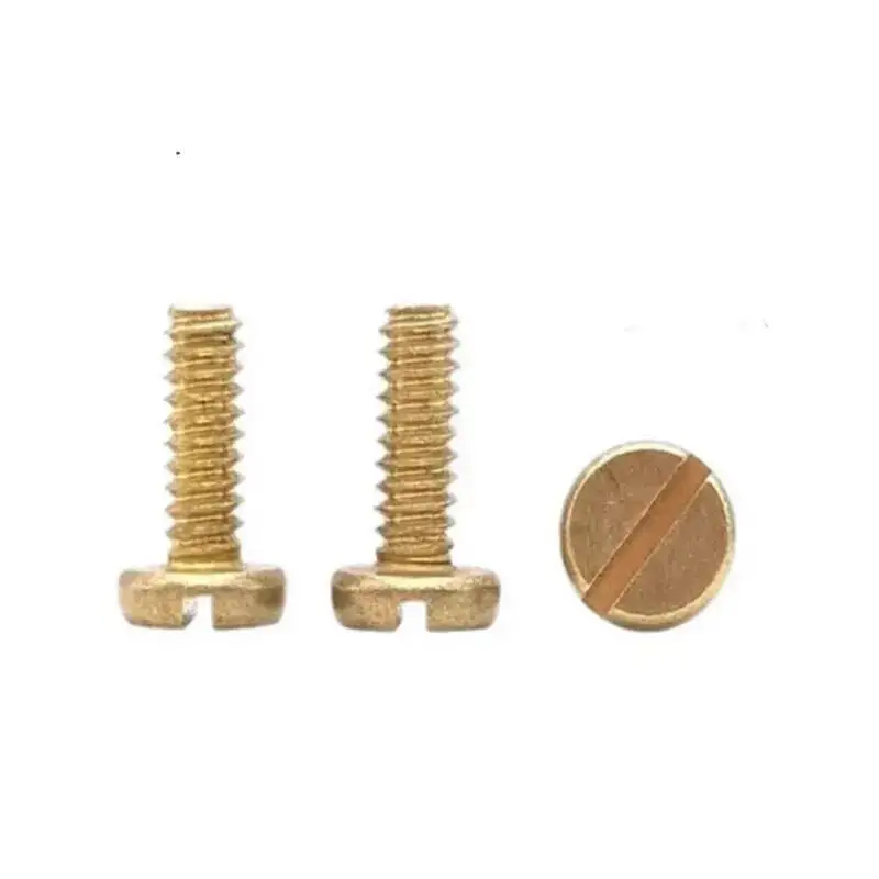 10Pcs 6#-32 UNC Copper American And British Standard Pan Flat Coarse Thread Slotted Round Head Screws Clou Tapisserie
