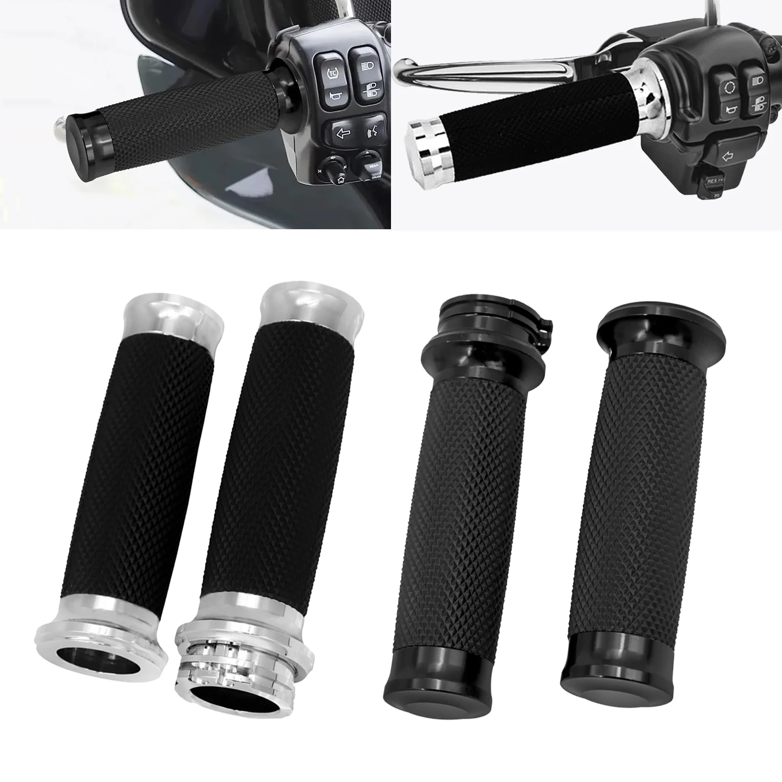 오토바이 1.25'' 알루미늄 고무 핸들바 핸드 그립 할리 투어링 다이나 스포츠스터 883 1200 소프테일 VRSC XL XR 커스텀용