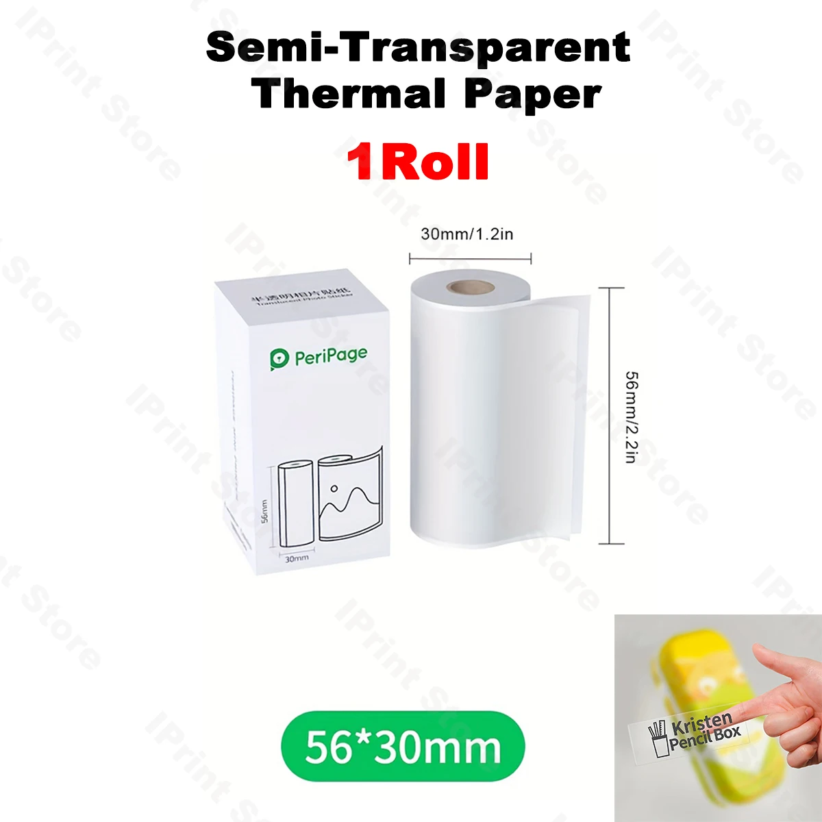 1Roll Semi-Transparent Thermal Paper 56mm/77mmx30mm BPA-Free & Waterproof for PeriPage A6/A8/A9 Mini BT Thermal Mobile Printer