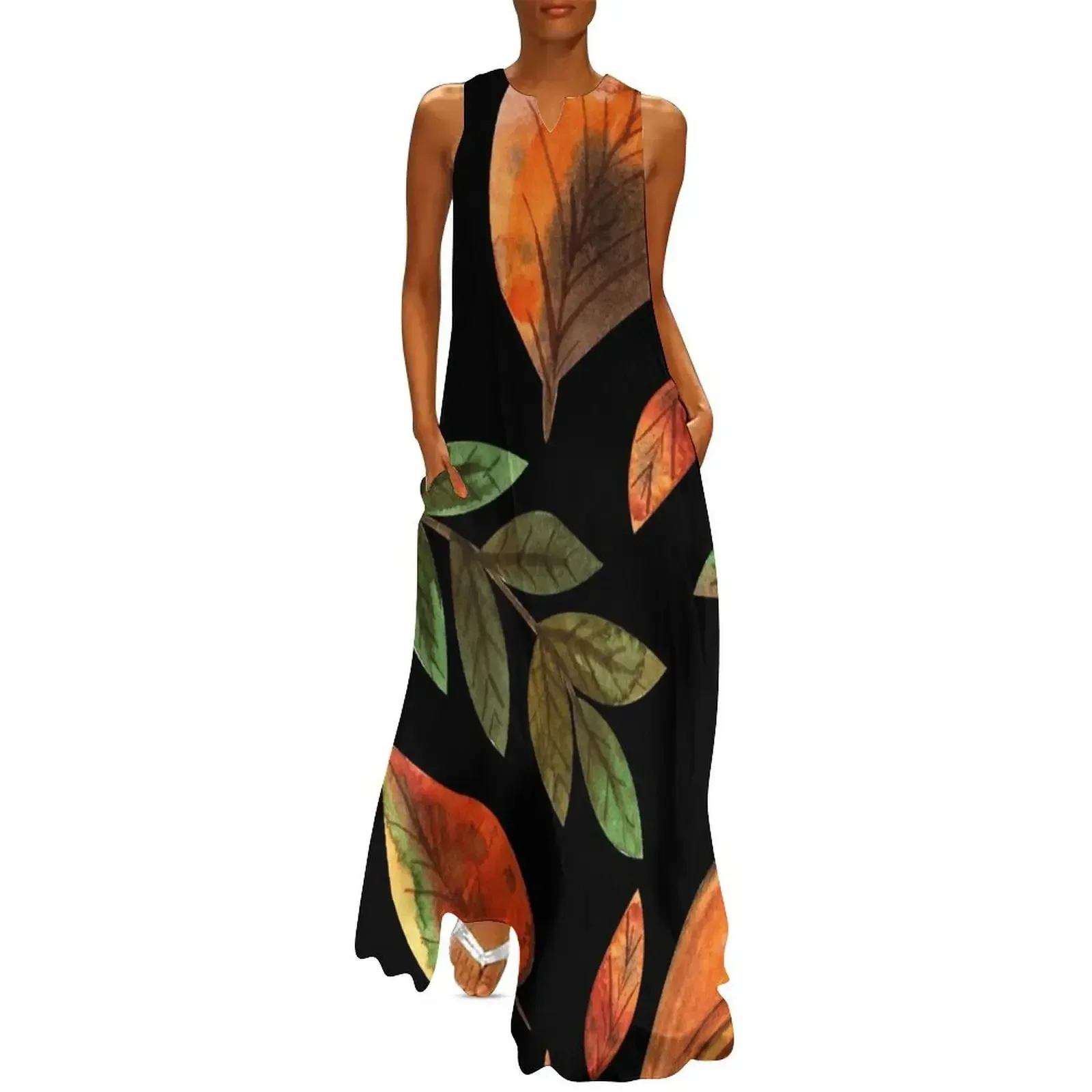 

Hello autumn pumpkin leaf pattern Long Dress Bride dresses Women's long dress Women's summer dresses Dress