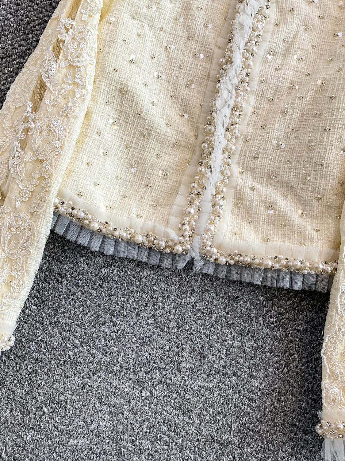 

round Ne Sequin Patchwork Lace Me Top Heavy Embroidery ort Outerwear for Young Women Warmth Younging Faionable