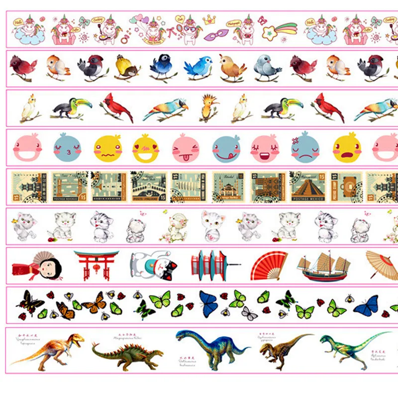 6rol no repeated Pattern Washi Tape Vintage Journaling Masking Tape for Scrapbooking Collage Material Stationery DIY Crafts