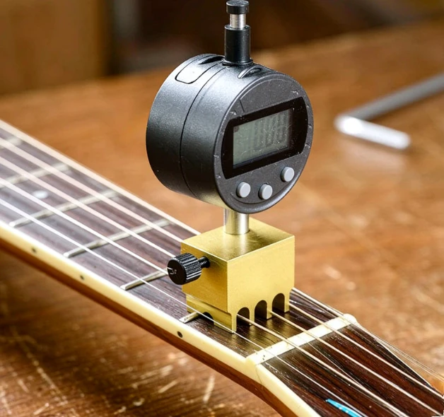 Precision String Action Gauge with Digital Dial Indicator for Acoustic/Electric Guitar, Luthier Repair & Setup Tool