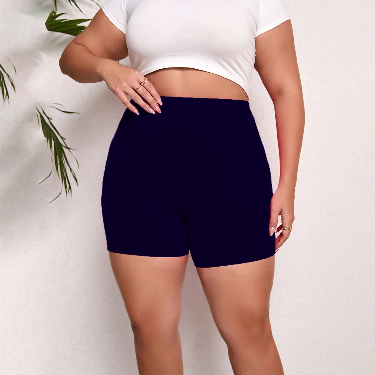 Fashionable Plus Size Women Solid Color Tight Fitting Shorts Or Pants For Underwear