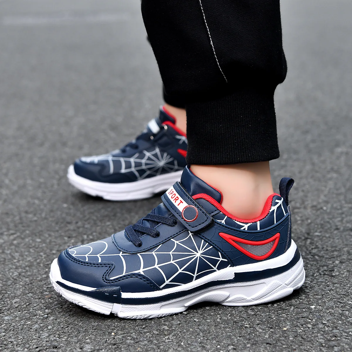 

Kids'Casual Shoes Sneakers Cartoon PU Leather Summer Shoes For Boys Anti-slip Breathable Velcro Red Black Shoes Size 26-38