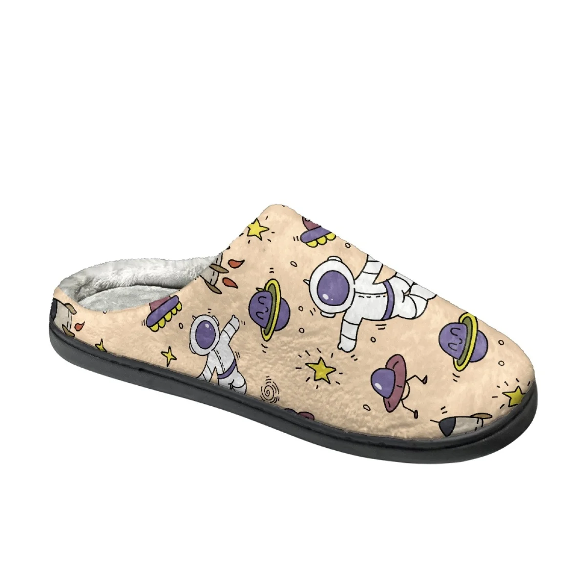 Kawaii Space Astronaut Planet Pattern Unisex Autumn Winter Home Cotton Slippers Breathable Comfortable Round Toe Flats Slipper