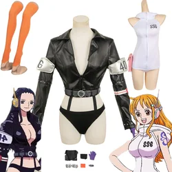 Nami Cosplay Black White Future Suits Costume SSG Anime Piece Disguise For Adult Women Fantasia Outfits Halloween Carnival Cloth