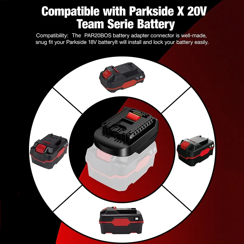 ALASICKA PAR20BOS Battery Adapter for Parkside 20V Li-ion Battery Convert To Work for Bosch BAT 18V Li-ion Battery Power Tools