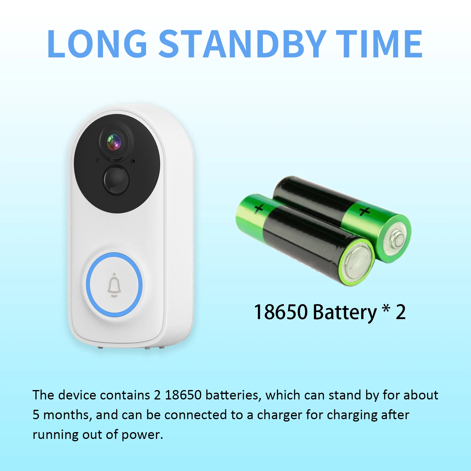 2MP 1080P iCsee APP Wireless WIFI IP Doorbell Battery Power Video Door Phone Intercom Visual Peephole Viewer Door Entry Camera