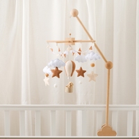 Newborn Wooden Rattles Toys Infant Crib Mobile Bed Bell Soft Felt Hot Balloon Newborn Music Bed Bell Hanging Toys Crib Bracket