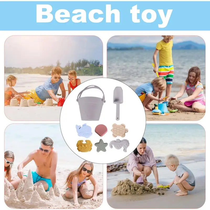 Sand Toy Set 8PCS Sand Bucket Set Funny & Summer Party Playsets for Kids Ages 3 Children Outdoor Activities Enhances Fine Motor