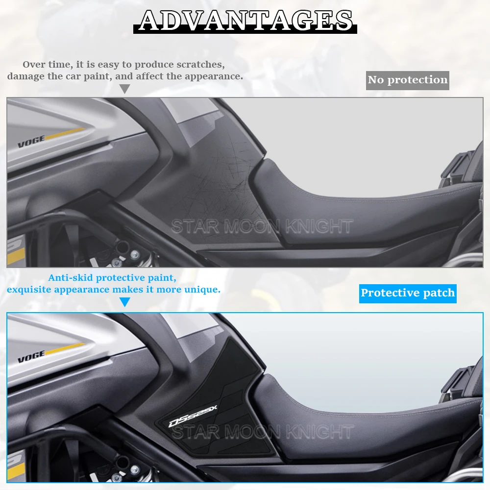 オートバイのサイドフューエルタンクパッドプロテクター、デカール、ガス、ニーグリップ、vogds525xの牽引、ds 525、525dsx、525、dsx、2023