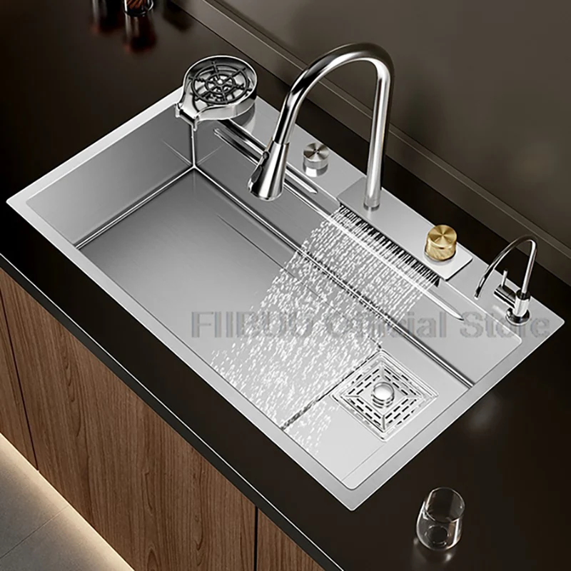 

Multifunctional Large Capacity kitchen Sink 304 Stainless Steel Single Bowl Thickened Handmade Basin Multiple With Accessories
