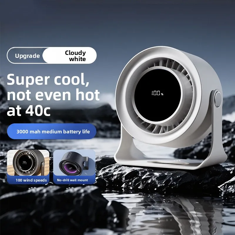 Desk Fan, Portable USB Rechargeable Fan, 180° Tilt Folding Personal Fan With Power Display, 5 Speeds Ultra Quiet Table Fan