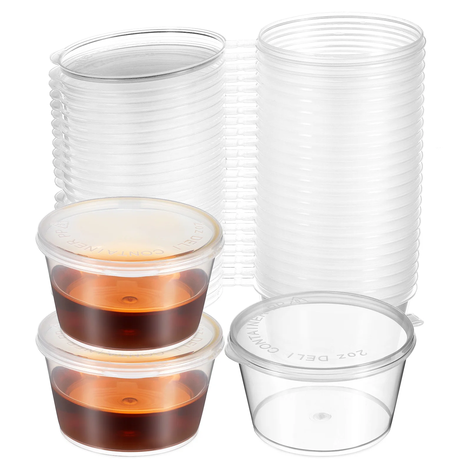 

100 Pcs 2 Oz Plastic Condiment Cups With Lids Salad Dressing Portion Containers For Sauce Small Size Storage Solution