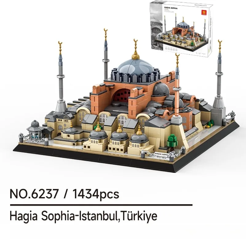

1434 шт., креативные строительные блоки Хаджи Софии-ССтамбул, архитектурные строительные кирпичи, игрушка в подарок для взрослых и детей