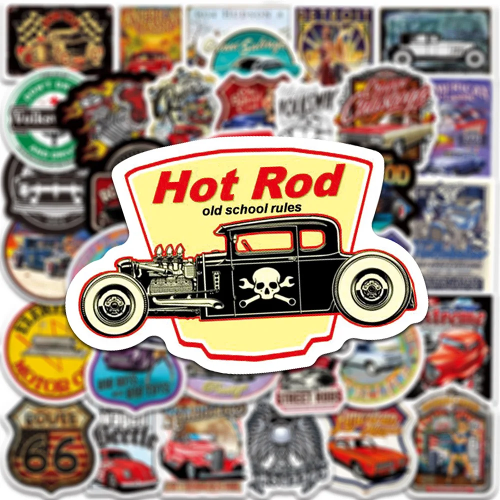 10/30/50/100 sztuk Hot Rod Retro Vintage naklejki samochodowe DIY pamiętnik Laptop bagaż deskorolka Graffiti naklejki zabawa dla dziecka