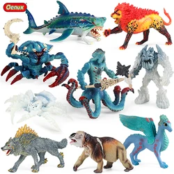 Oenux Savage Flying Magic Dragon Dinosaurs Action Figures Crab Octopus Wolf Lion Phoenix Animals Model PVC Collection Kids Toy