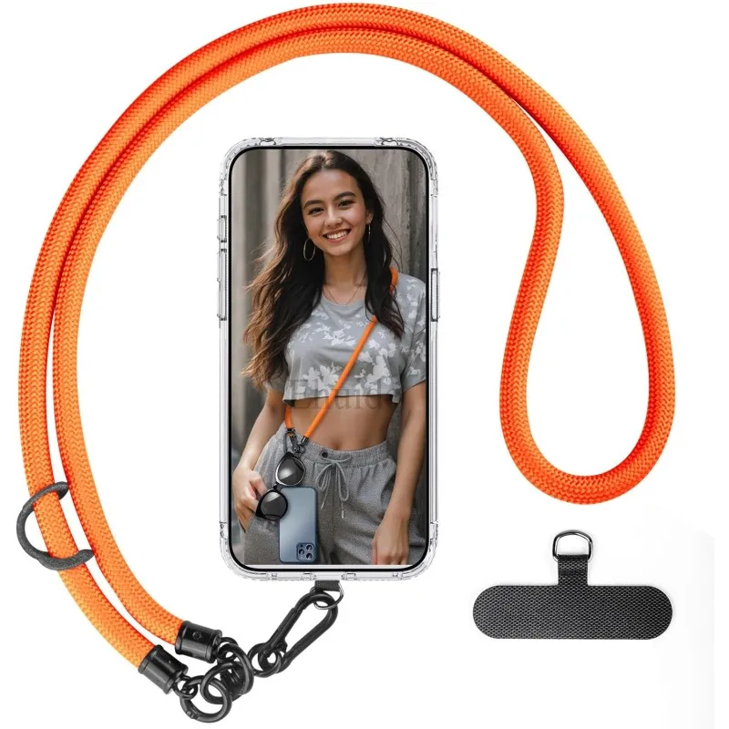 Colorful Lanyard 1cm Diameter Universal Phone Card Mobile Case Cover 120CM Neck Cord Anti-lost Crossbody Strap Nylon Safety Rope