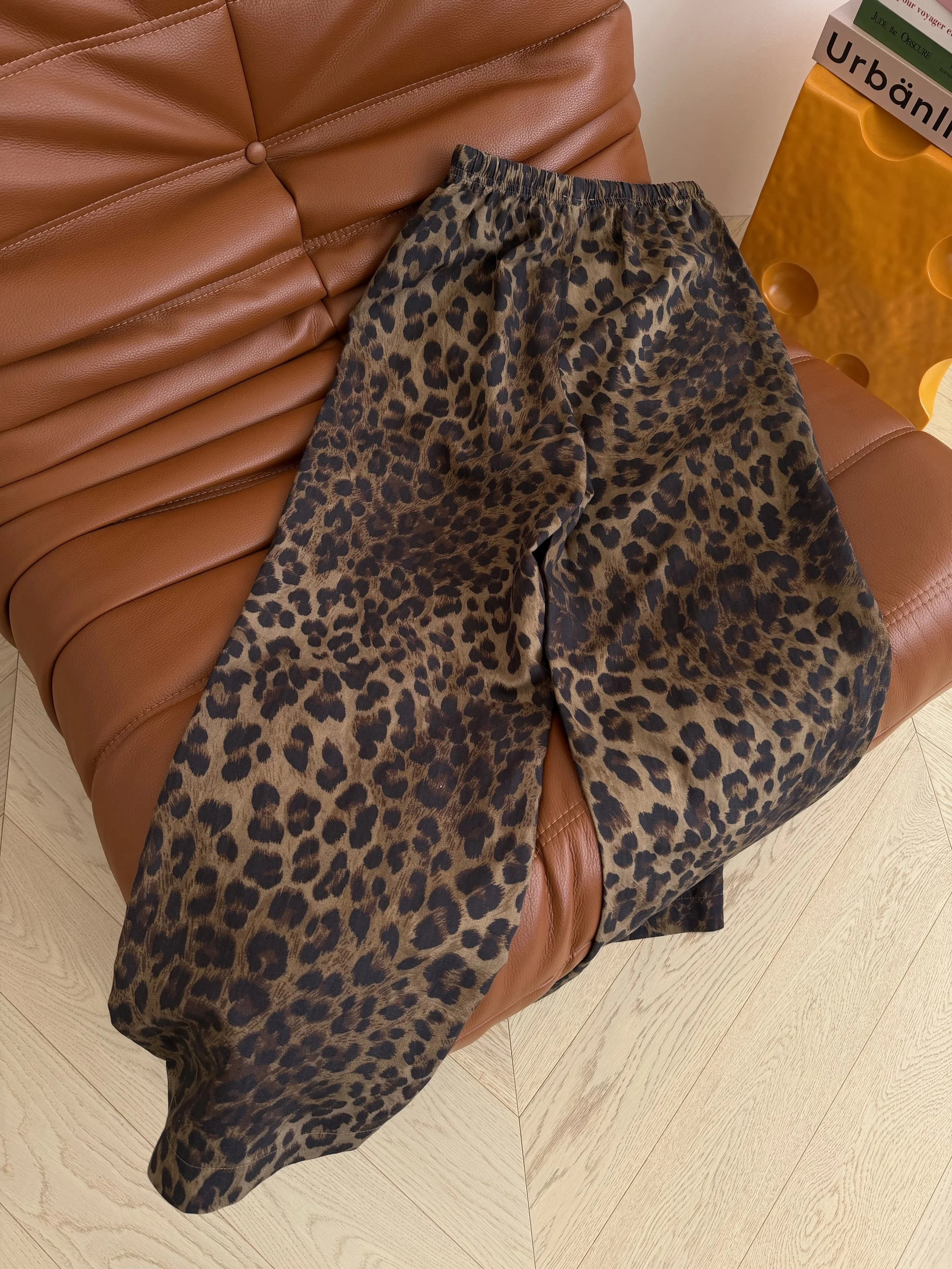 Fashionable Ladies' Casual Pants Leopard Print Drapey Wide Leg Slimming Versatile High Waist Polyester Fiber Summer 2026