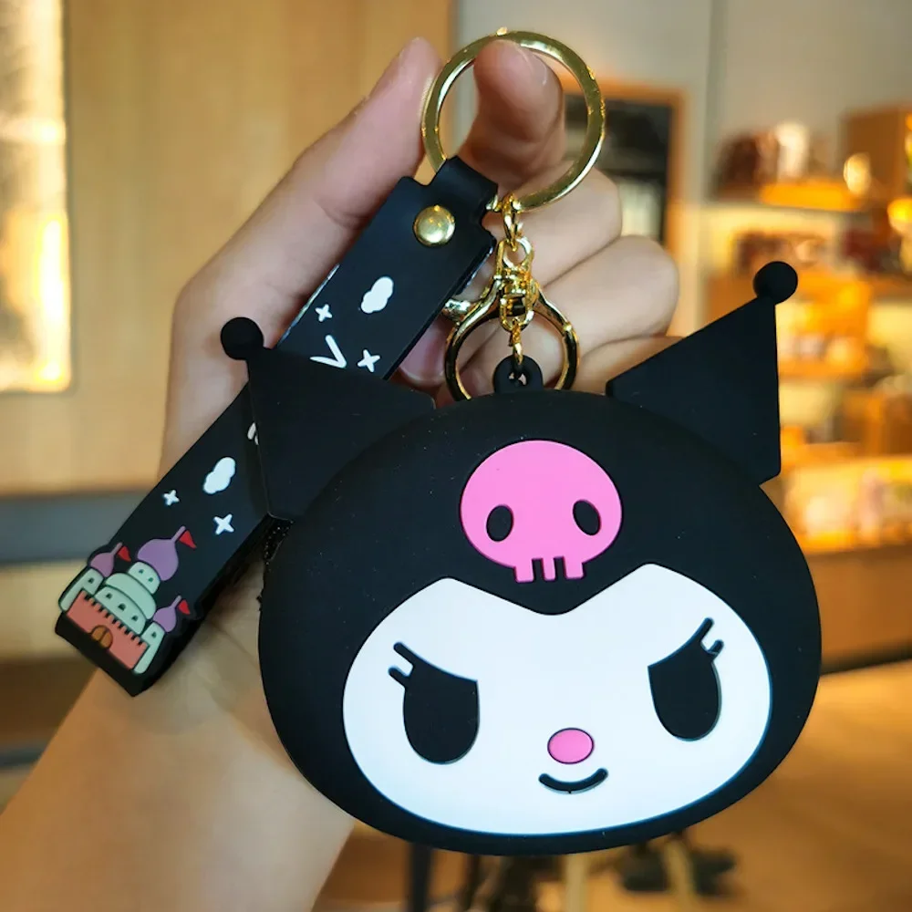 Sanrio Keychain Hello Kitty Kuromi Melody Cinnamoroll Wallet Coin Purse Earphone Organizer Data Cable Organizer Bag Key Ring