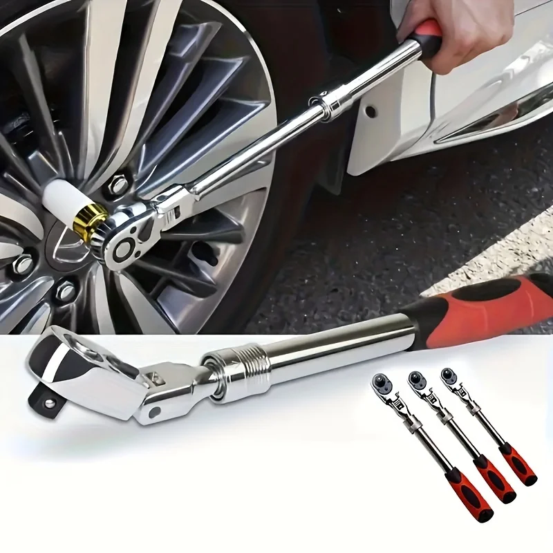 Telescopic Quick Ratchet Wrench 1/4 3/8 1/2 Movable Head Chrome Vanadium Steel Professional Repair Car Household Tools 72 Teeth