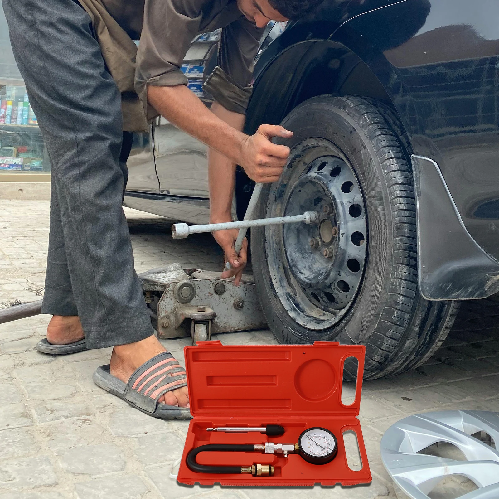 

1 set Cylinder Pressure Gauge Compression Tester Automotive Engine Tools Kit Car Maintenance Repair Strong Materials Versatile