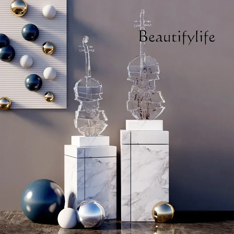 

Simple violin sculpture ornament Floor-to-ceiling artwork Hotel clubhouse Model room Modern decoration