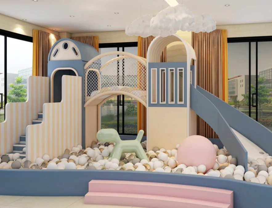 

Элитный дизайн, оптовая продажа от производителя: крытый игровой комплекс «Забавный замок» с горкой и мягкими элементами для игр.