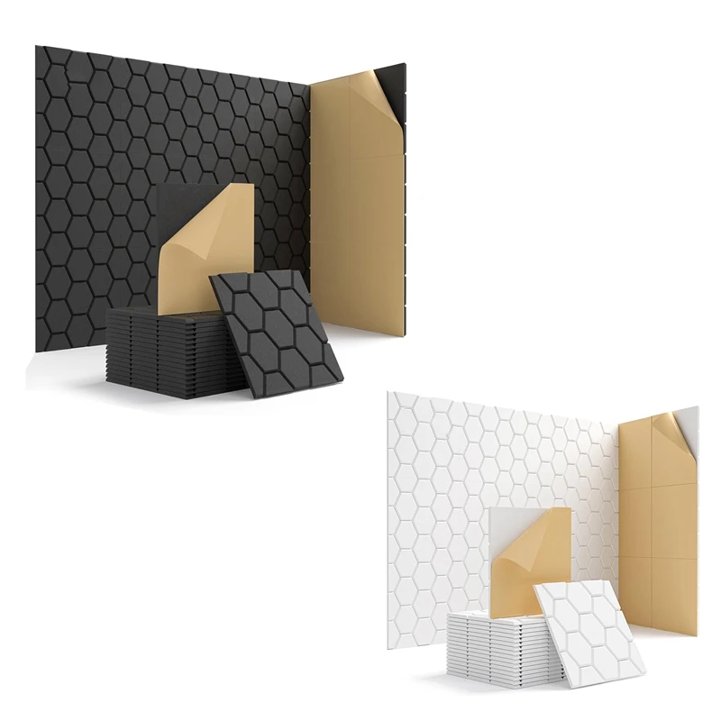 15 Pack Soundproof Wall Panels 12X12X0.4Inch Self-Adhesive Sound Absorbing Panel Black