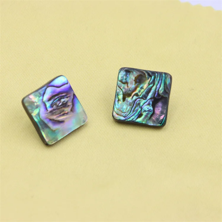 Trendy Natural Beads Abalone Shell Rectangle Round Star Clover Rectangle Stud Earrings 925 Women Jewelry Accessories Charms Gift