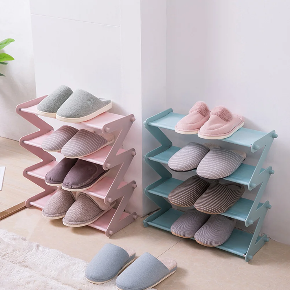 

1pc Stainless Steel Layered Shoe Storage Rack Pink Space Saving For Home Kitchen Office Use Shoe Organizer Shelf Pot Rack