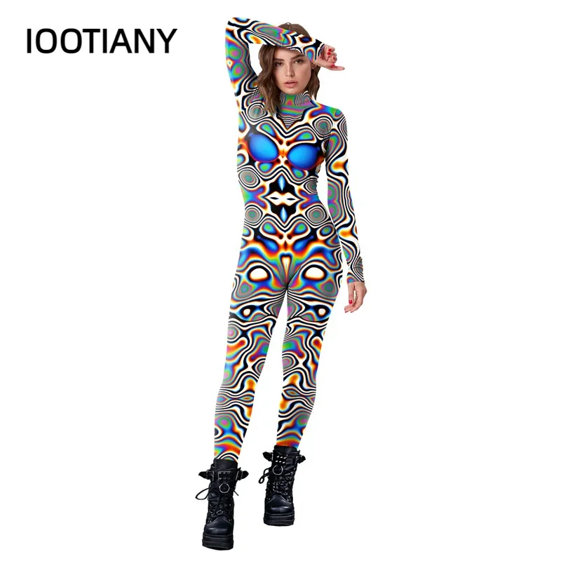 

CosplayHalloween Cosplay Costumes for Women Carnival Steampunkartistic Pattern Sexy Slim Jumpsuit Performance Zentai Bodysuit