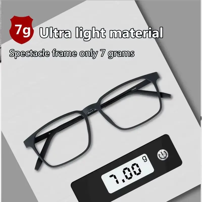 Óculos de Leitura Progressivos de Titânio Puro para Homens, Anti Luz Azul, Óculos para Presbiopia com Almofadas de Nariz Ajustáveis, Dioptria de +1.0 a +4.0