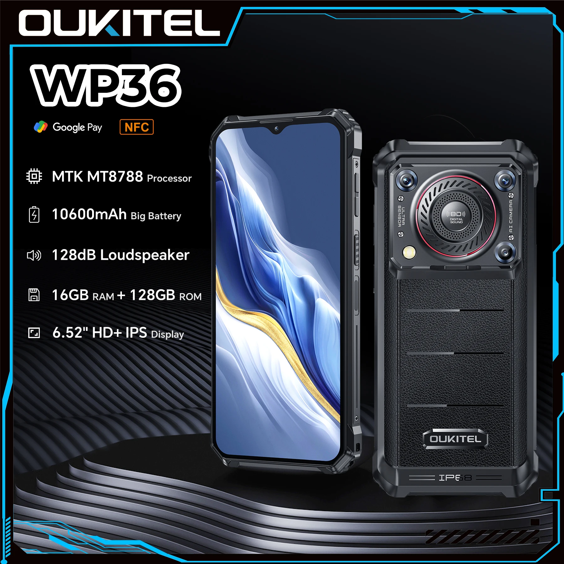 OUKITEL WP36 Rugged Phone - 10600mAh, 6.52